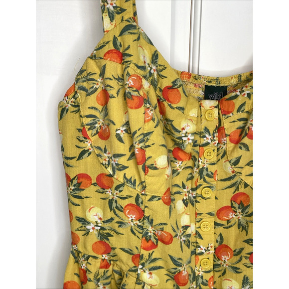 Wild Fable Women's Boho Citrus Sleeveless Romper Sz L Retro Pinup Flowy Smocking - Picture 4 of 13